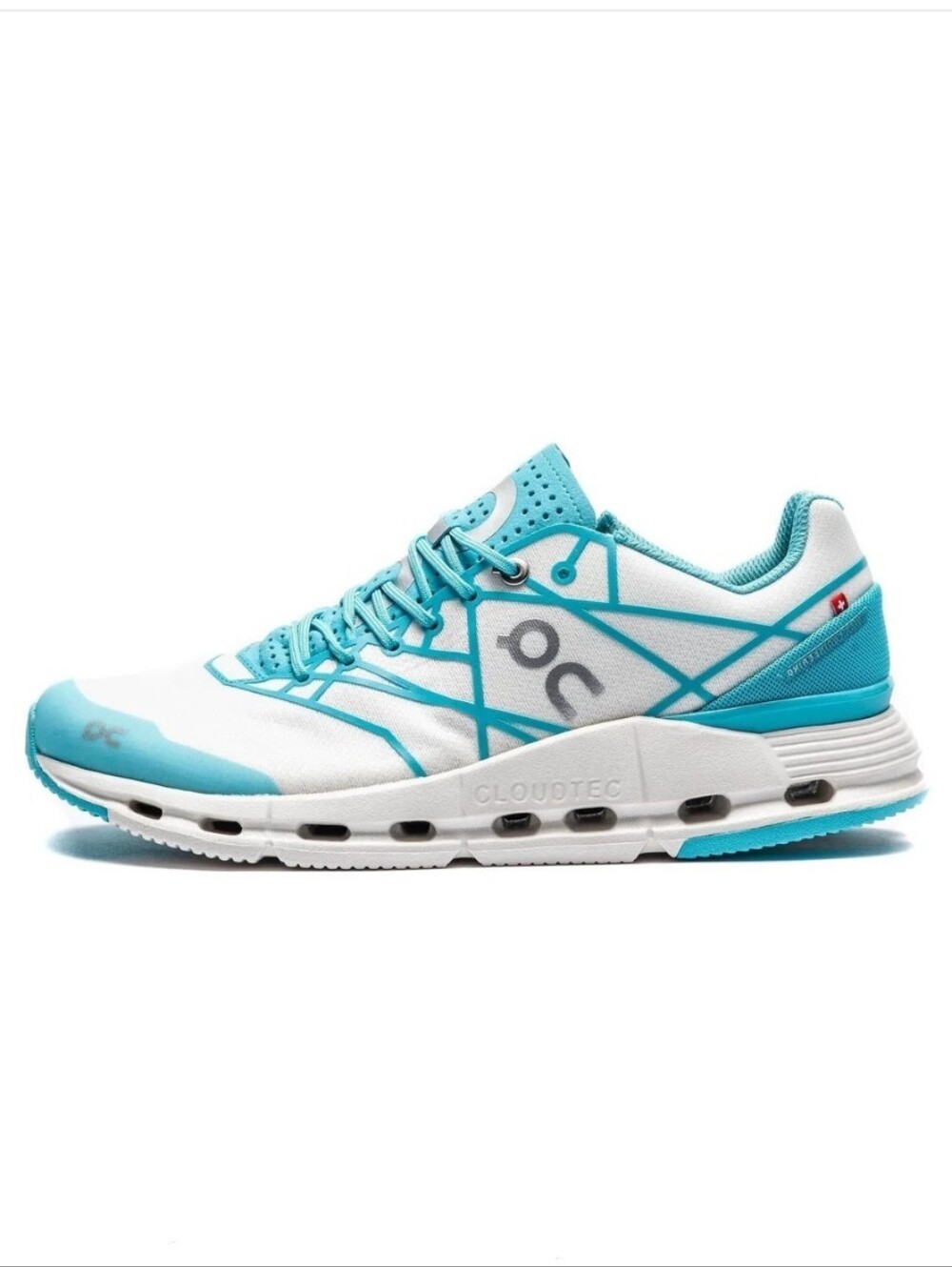 Size 8-On Cloudnova Z5 White/Cyan Lace Up Low Top Women's Shoes 26-98381